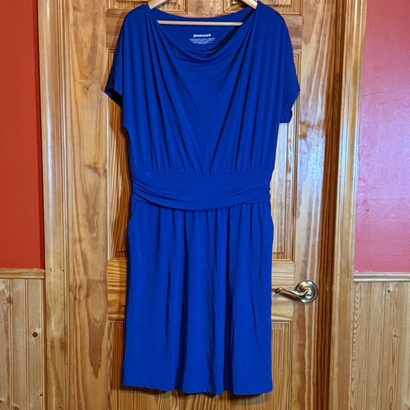 Betabrand Dresses & Skirts - Betabrand Canopy Ruched Dress in royal blue bamboo fabric